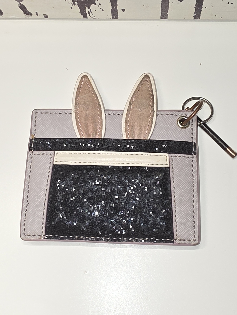 kate spade Make Magic Bunny Ear Glitter Card Holder Keyring